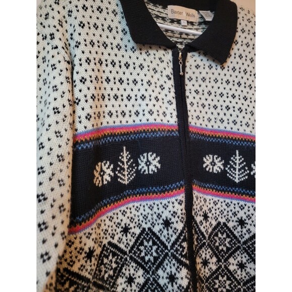 Baxter Wells Fair Isle Wool Blend Womens Large Sweater Birdseye Knit Ski Cozy - Picture 3 of 8